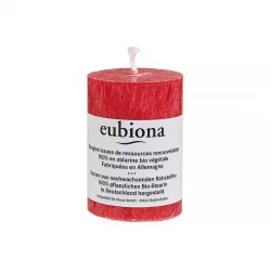 Bougie cylindrique rouge en stéarine BIO 56 x 80 mm - 1 pièce - Eubiona