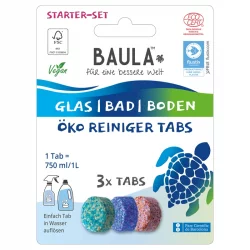 Kit de démarrage pastilles nettoyantes vitres, salles de bain & sols écologiques Fresh Ocean - 3 pastilles - Biobaula