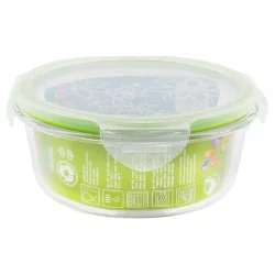 Runde Lunch Box aus Glas mit Deckel aus Plastik - 980ml, 1 Stück - Dora's