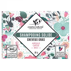 Shampooing solide cheveux gras BIO argile & ortie - 85g - Cosmo Naturel