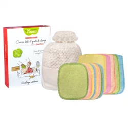 Ökologisches Kit Eco Chou Mini farbiger Bambus - 10 Babytüchlein, 5 Windelhandschuhe & Wäschenetz - Les Tendances d'Emma