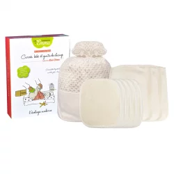 Kit Eco Chou Mini Coton écologique - 10 carrés bébé, 5 gants de change & filet de lavage - Les Tendances d'Emma