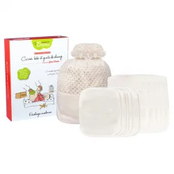 Kit Eco Chou Mini Eucalyptus écologique - 10 carrés bébé, 5 gants de change & filet de lavage - Les Tendances d'Emma
