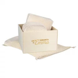 Kit Eco Chou Coton écologique - 10 carrés bébé, 10 gants de change, boîte & filet de lavage - Les Tendances d'Emma