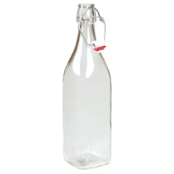 Bouteille limonade fond carré en verre 1l avec bouchon - ah table !