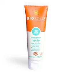 Crème solaire anti-âge visage & cou BIO IP 30 aloe vera & karanja - 50ml - Biosolis