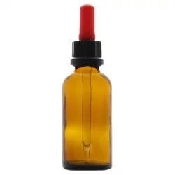 Braune Glasflasche 50ml mit roter Tropfpipette und Sicherheitsring - 1 Stück - Potion & Co
