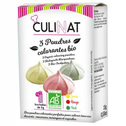 3 BIO-Farbpulver gelb, rot & grün - 3x5g - Culinat