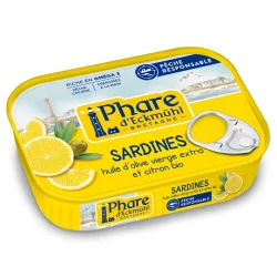 Sardines à l'huile d'olive & au citron BIO - 135g - Phare d'Eckmühl