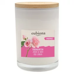 Bougie parfumée rose "Jardin de roses" en cire de colza naturelle - 1 pièce - Eubiona