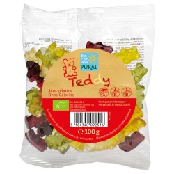 Bonbons oursons aux fruits BIO avec gélatine - Teddy - 100g - Pural