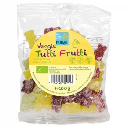 Bonbons oursons aux fruits BIO sans gélatine - Veggie Tutti Frutti - 100g - Pural