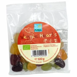 Bonbons cœurs aux fruits BIO sans gélatine - Veggie Hearts - 100g - Pural