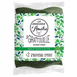 Éponges végétales grattantes en fibres naturelles & recyclées Mme Gratouille - 2 pièces - La droguerie d'Amélie﻿