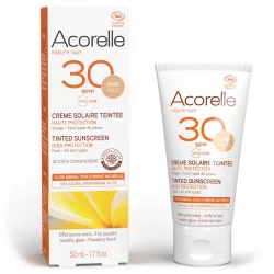 Crème solaire teintée dorée visage BIO IP 30 karanja - 50ml - Acorelle