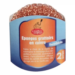 Éponges grattoir en cuivre - 2 pièces - La droguerie écologique