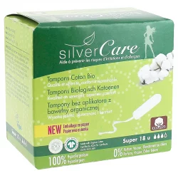 Tampons super sans applicateur BIO flux moyen-fort - 18 pièces - Silvercare