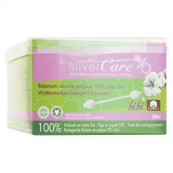 Bâtonnets sécurité embouts bébé en coton BIO - 56 pièces - Silvercare