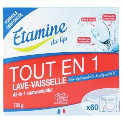 Tablettes lave-vaisselle tout en 1 écologiques sans parfum - 60 tablettes - Etamine du Lys