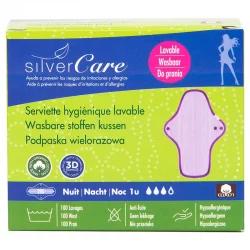 Serviette hygiénique lavable de nuit BIO pour règles fortes - 1 pièce - Silvercare