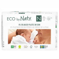 Couches & langes jetables écologiques Newborn -4,5 kg - 1 sac de 25 pièces - Naty