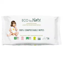Lingettes douces pour bébé écologiques sans parfum - 56 lingettes - Naty