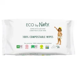 Lingettes bébé enrichies à l'aloe vera ECO sans parfum - 56 pièces - Naty