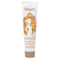 Feuchtigkeitsspendende getönte Golden BIO-Sonnencreme LSF 50 - 40ml - Omum