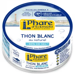 Thon blanc au naturel à teneur réduite en sel - 160g - Phare d'Eckmühl