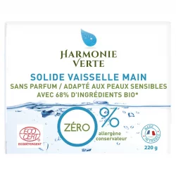 Solide vaisselle main sans parfum écologique - 220g - Harmonie Verte