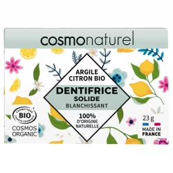 Dentifrice solide blanchissant BIO citron sans fluor - 23g - Cosmo Naturel