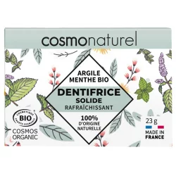 Dentifrice solide rafraîchissant BIO menthe sans fluor - 23g - Cosmo Naturel