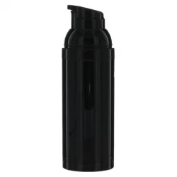 Schwarze airless Plastikflasche 50ml mit Pumpzerstäuber und schwarzem Verschluss - 1 Stück - Aromadis
