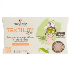 Masque visage purifiant à l'argile verte - 3 pièces - Argiletz Textilit Zen