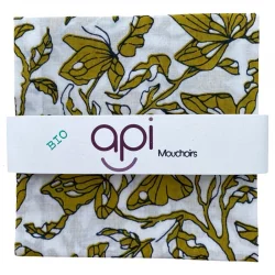 Grand mouchoir lavable fleurs moutardes en coton bio - 1 pièce - api-care