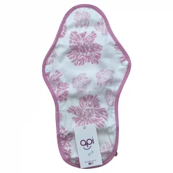 Protège-slip normal lavable fleurs roses pour règles légères en coton bio - 1 pièce - api-care