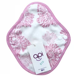 Waschbare Slipeinlage lang rosa Blumen für die leichte Menstruation aus Bio-Baumwolle - 1 Stck - api-care