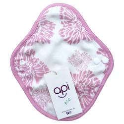 Protège-slip long lavable fleurs roses pour règles légères en coton bio - 1 pièce - api-care