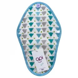 Protège-slip long lavable triangles bleus, verts & gris pour règles légères en coton bio - 1 pièce - api-care