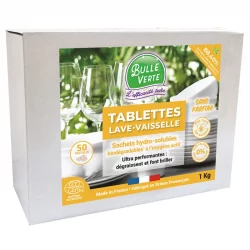 Tablettes lave-vaisselle écologiques sans parfum - 50 tablettes - 1kg - Bulle Verte