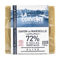 Grüne Marseiller Seife mit Olivenöl - Folie - 200g - La Corvette
