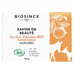 Savon de beauté au lait d'ânesse BIO agrumes - 100g - Biosince 1975