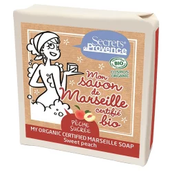 Savon de Marseille BIO pêche sucrée - 100g - Secrets de Provence