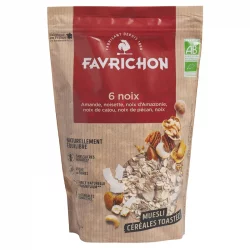 Müesli céréales toastées & 6 noix BIO - 350g - Favrichon