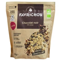 Müesli croustillant chocolat noir 70% cacao BIO - 450g - Favrichon