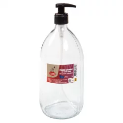 Flacon pompe en verre transparent 1l - La droguerie écologique