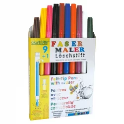 Fasermaler 9 Farben mit 1 Löschstift - ÖkoNorm