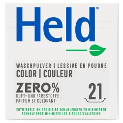 Lessive poudre écologique pour linge de couleur SENSITIVE - 21 lavages - 1,575kg - Held