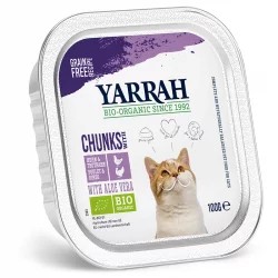 BIO-Bröckchen Huhn & Truthahn mit Aloe Vera in Sosse für Katzen - 100g - Yarrah