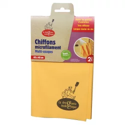 Chiffon microfilament multi-usages jaune-bleu 2 pcs La droguerie écologique